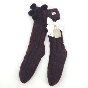 UGG Fleece Lined Cozy Socks Womens Size 9-11 Burgundy Wine Red Thick Winter